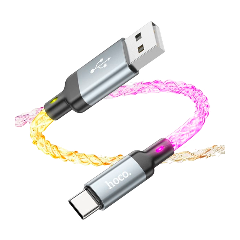 Кабель HOCO U112 USB (m)-Type-C (m) 1.0м 2.4A ПВХ серый (1/22/220)