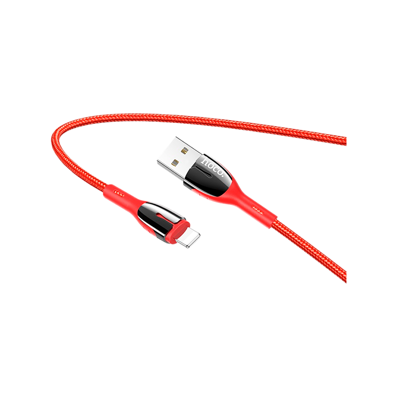Кабель HOCO U89 USB (m)-Lightning (m) 1.2м 2.4A ткань красный (1/22/220)