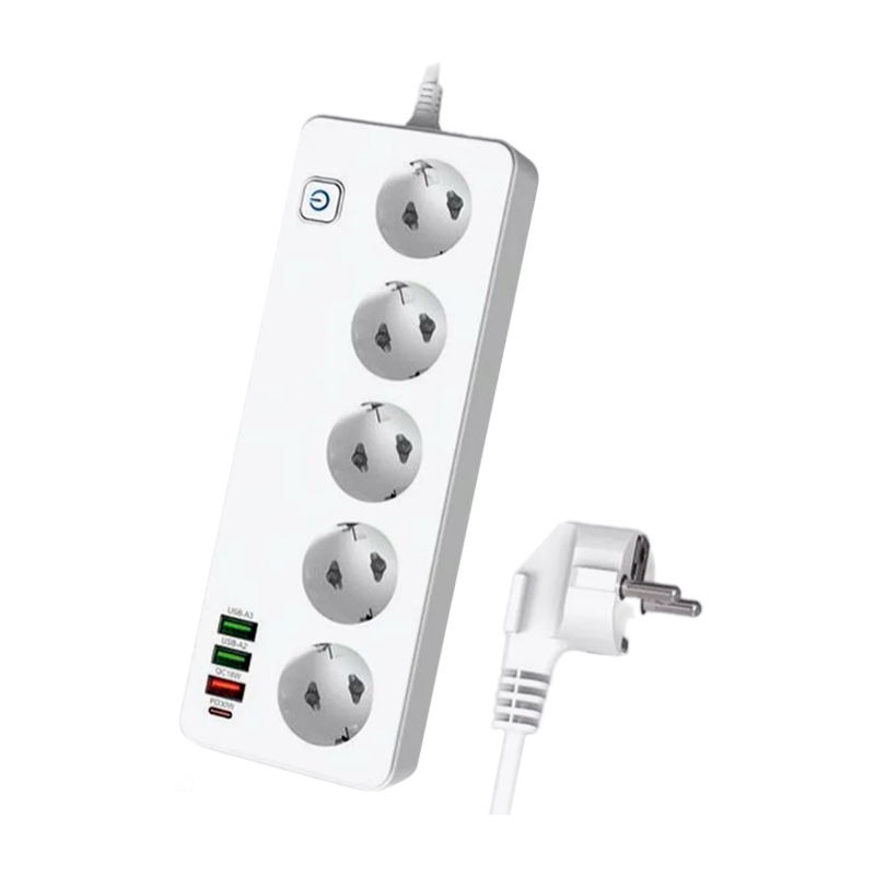 Сетевой фильтр Live Power LP SF501 5р.С/З 10A 3USB A+C Gan 45W с выкл. 2.0м белый (1/30)