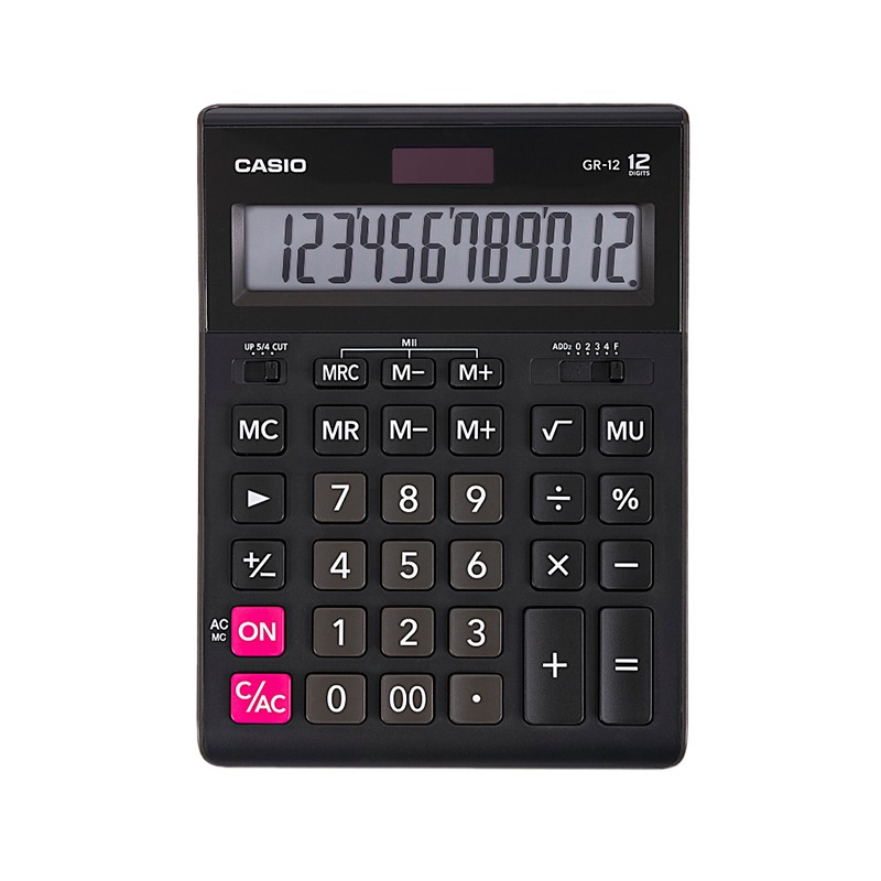 Калькулятор полноразмерный Casio GR-12 12-разрядный для бухгалтеров черный (1/10/40)