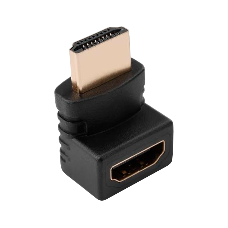 Переходник GoPower HDMI (m)-HDMI (f) угловой 4K 60Hz черный в пакете (1/500)