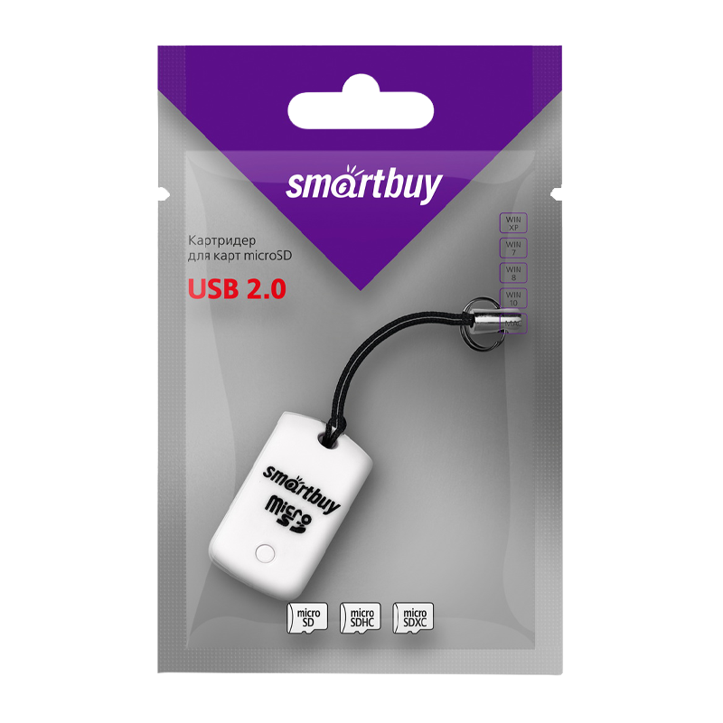 Картридер Smartbuy 706 USB2.0 microSD белый (1/20)