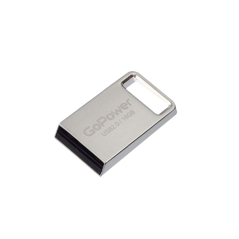 Флеш-накопитель GoPower MINI 16GB USB2.0 металл серебряный (1/50/1000)