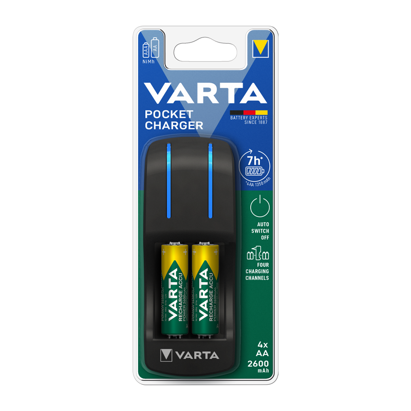 З/У для аккумуляторов Varta Pocket Charger (57642) AA/AAA 4 слота +4AA 2600mAh