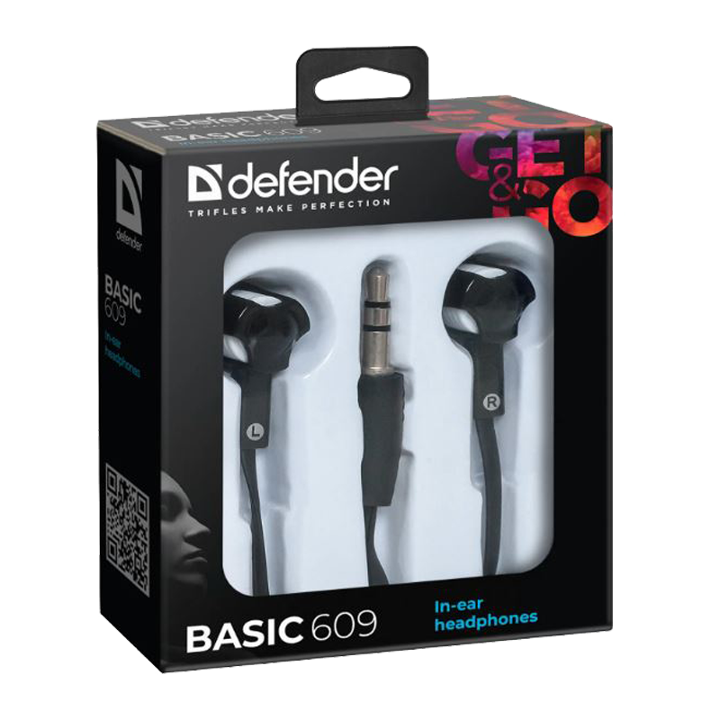 Наушники внутриканальные Defender 609 Basic черный белый (1/50)
