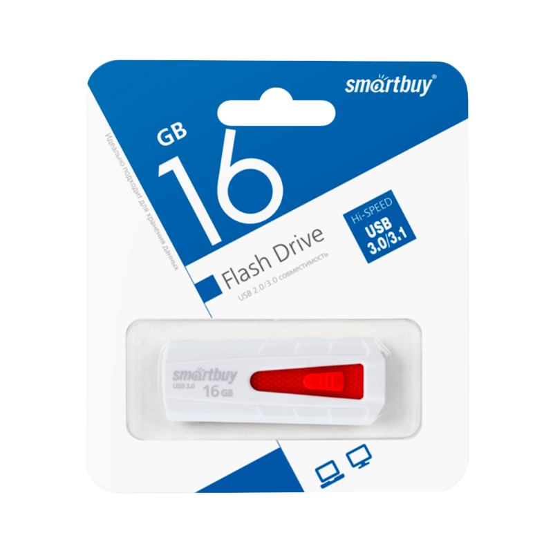 Флеш-накопитель Smartbuy Iron 16GB USB3.0 пластик белый красный