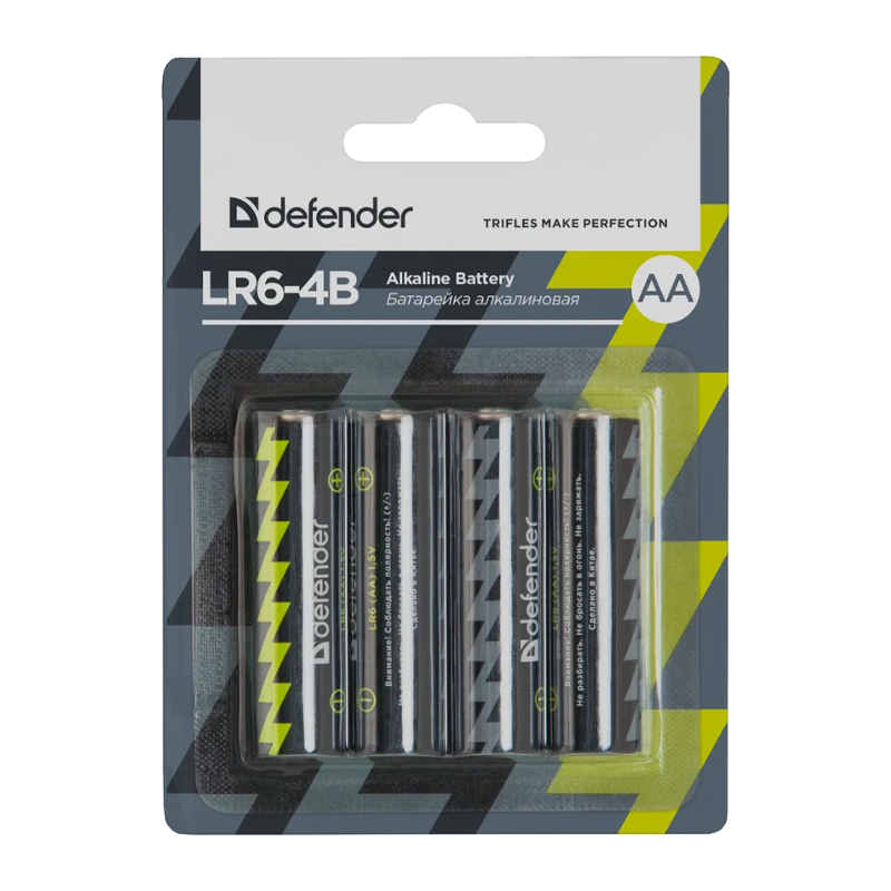 Батарейка Defender LR6 AA Shrink 4 Alkaline 1.5V (4/24/720)