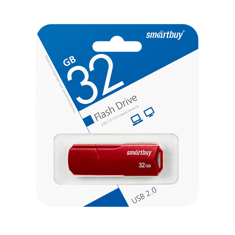 Флеш-накопитель Smartbuy Clue 32GB USB2.0 пластик бургунди