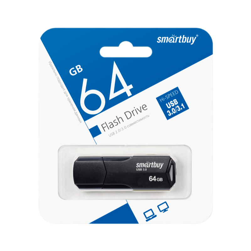 Флеш-накопитель Smartbuy Clue 64GB USB3.1 пластик черный