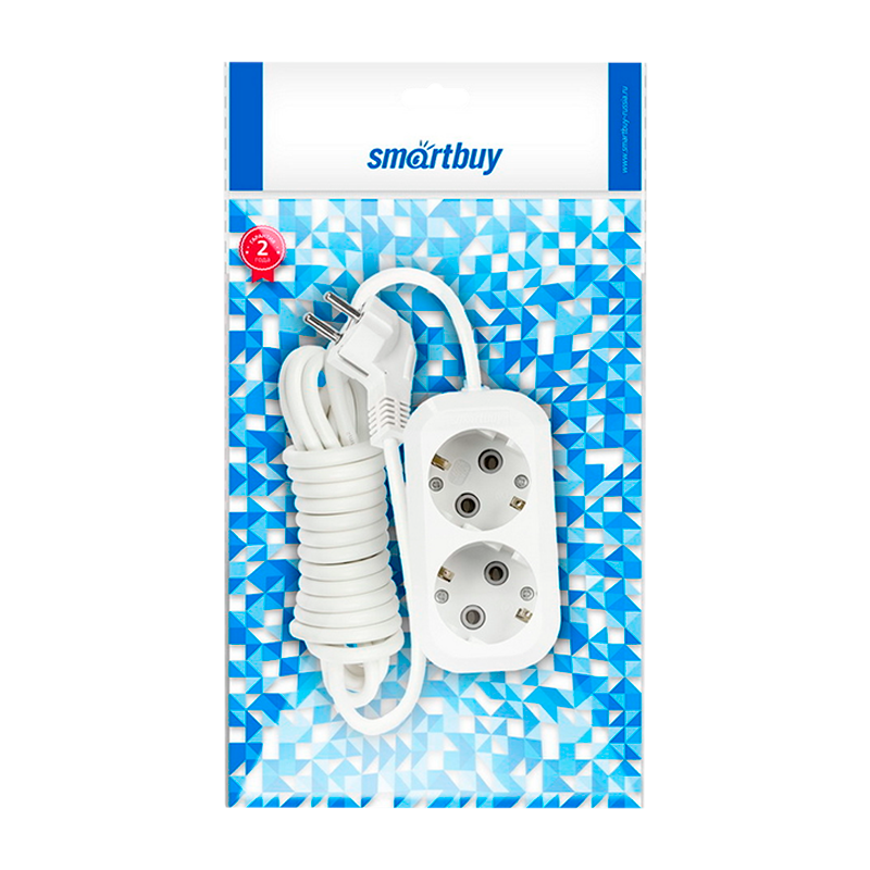 Удлинитель Smartbuy 2р.С/З 16A 2.0м ПВС 3x1мм² белый (1/40)