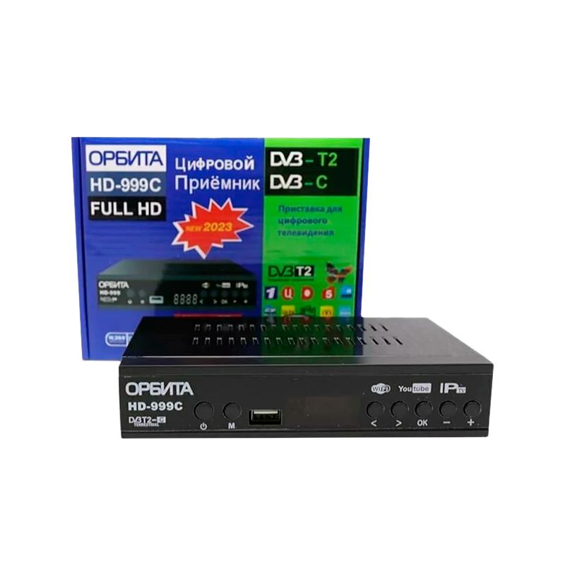 Приставка для цифрового ТВ Орбита HD-999C DVB-T/T2 металл черный (1/60)