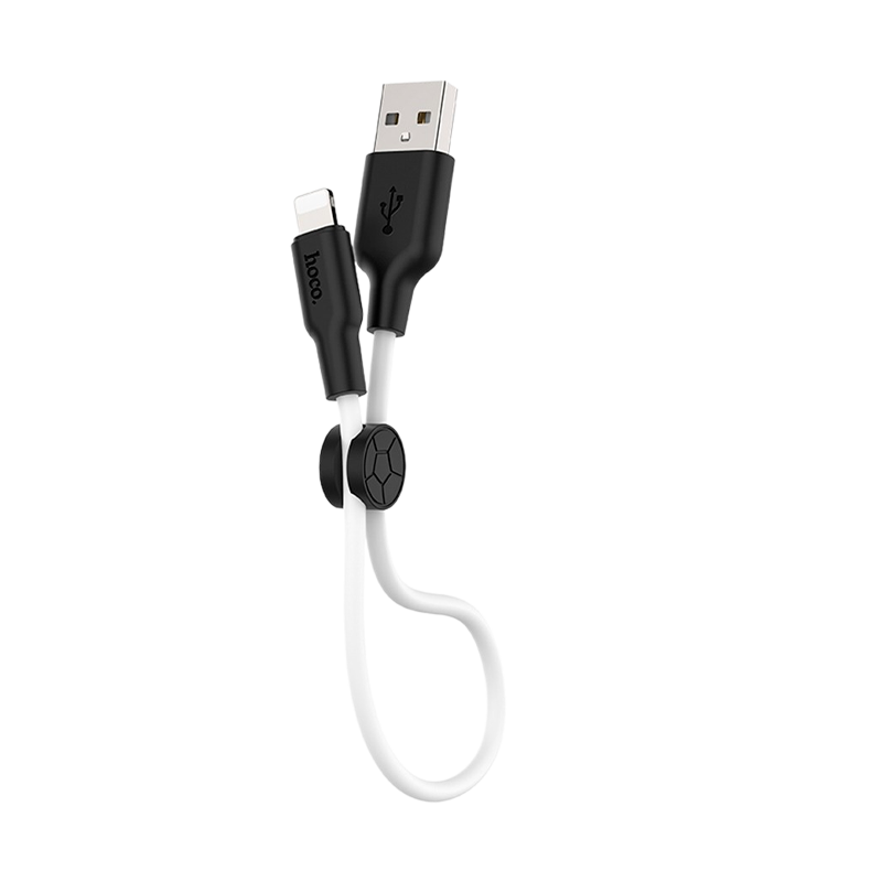 Кабель HOCO X21 Plus USB (m)-Lightning (m) 0.25м 2.4A силикон черный белый (1/30/300)