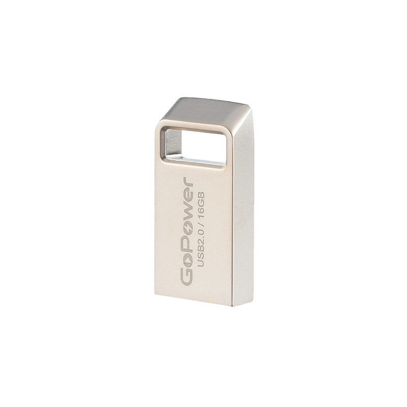 Флеш-накопитель GoPower MINI 16GB USB2.0 металл серебряный (1/50/1000)