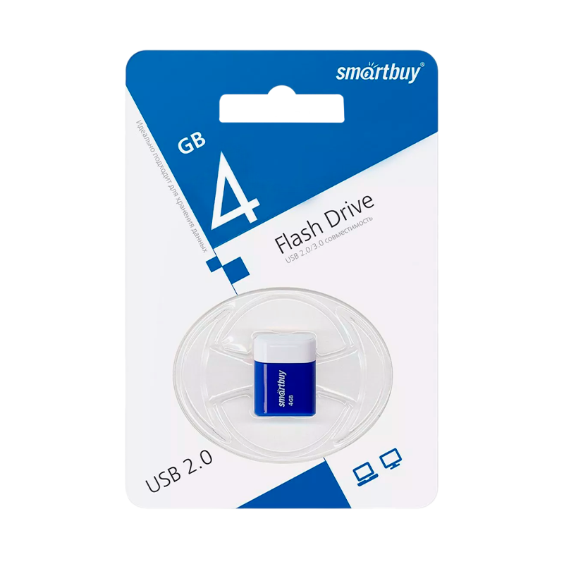 Флеш-накопитель Smartbuy Lara 4GB USB2.0 пластик синий
