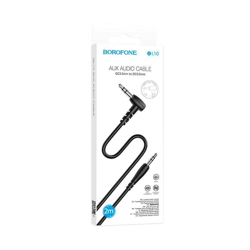 Кабель AUX Borofone BL10 Jack 3.5mm (m)-Jack 3.5mm (m) 2.0м ПВХ черный (1/63/252)