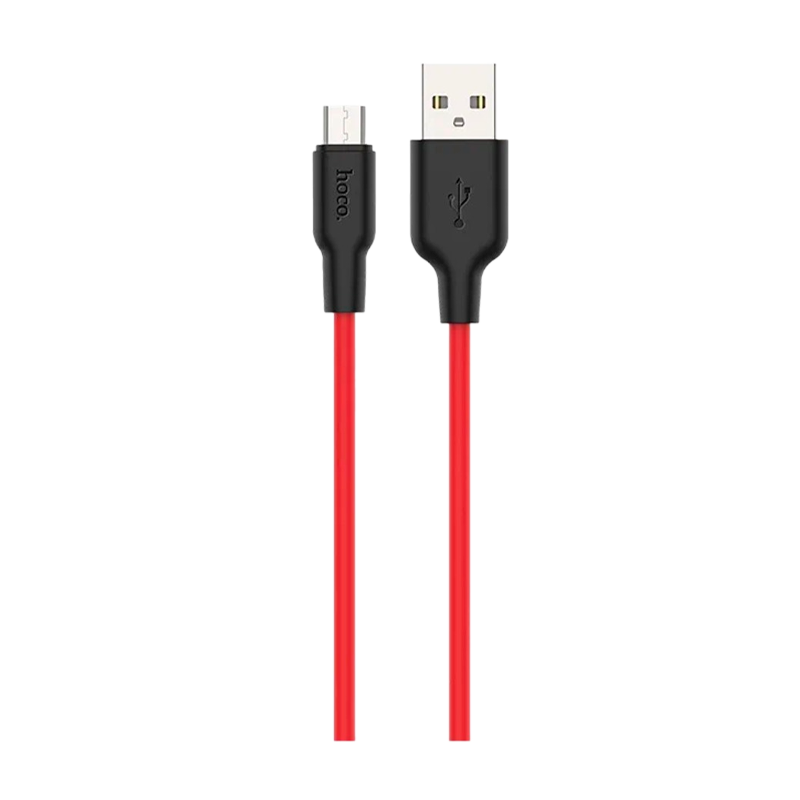 Кабель HOCO X21 Plus USB (m)-microUSB (m) 2.0м 2.4A силикон черный красный (1/28/168)