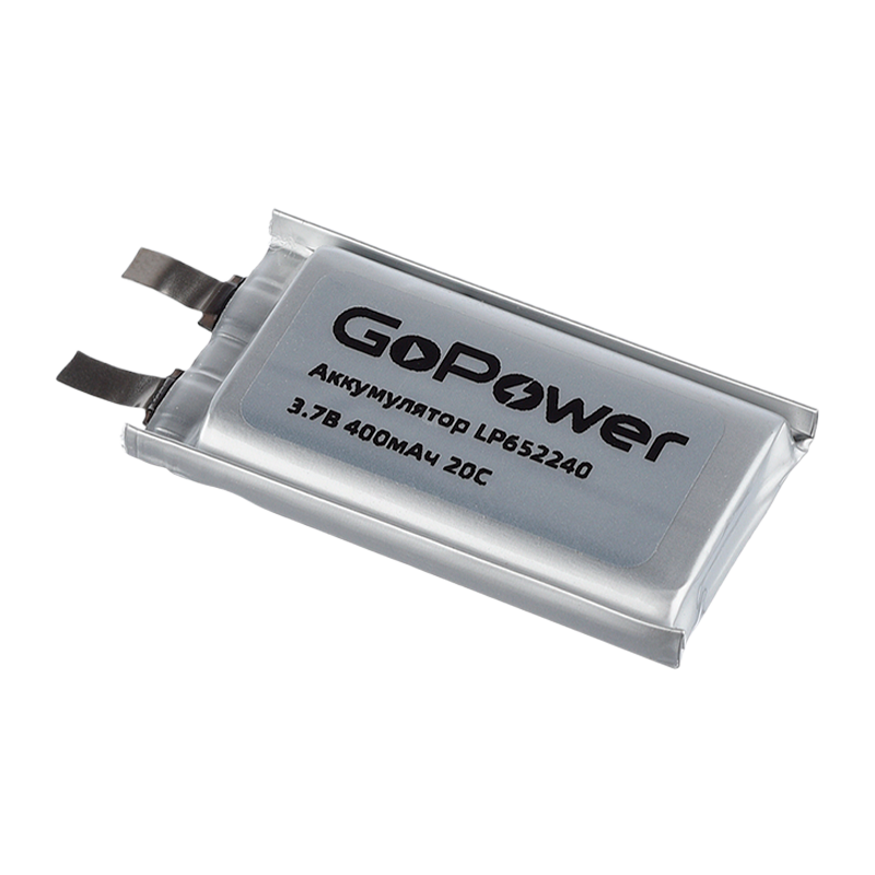 Аккумулятор Li-Pol GoPower LP652240 PK1 3.7V 400mAh с защитой (1/10/250)