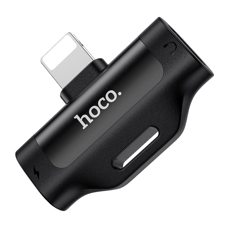 Переходник AUX HOCO LS31 Lightning (m)-Lightning (m)/Lightning (f) пластик черный (1/31/310)