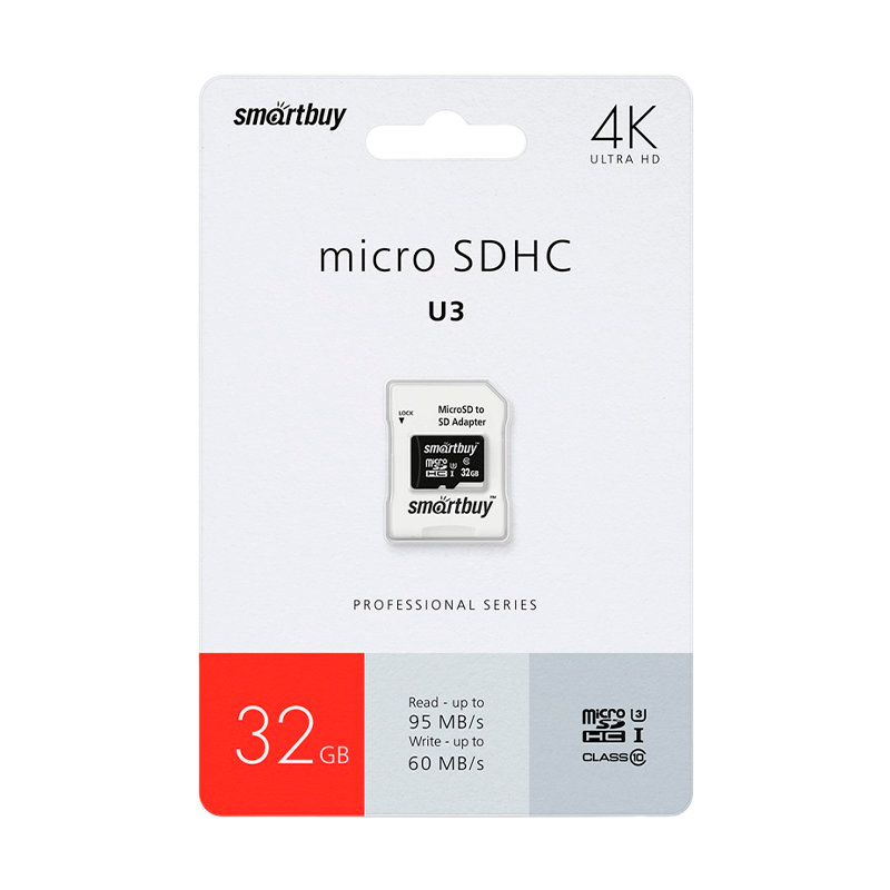 Карта памяти microSD Smartbuy Class10 PRO U3 32GB