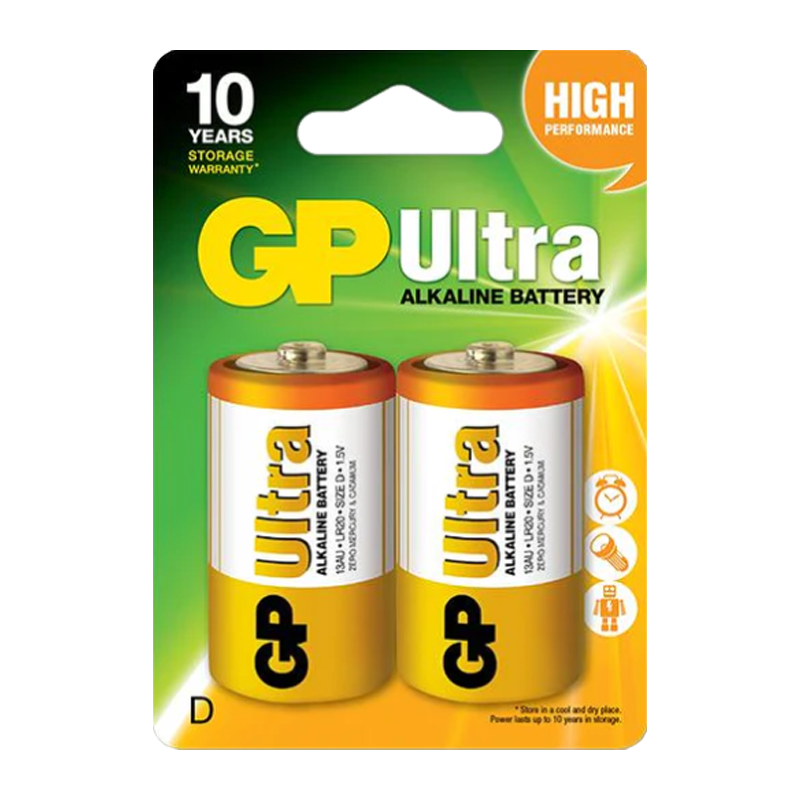 Батарейка GP ULTRA LR20 D BL2 Alkaline 1.5V (2/20/160) R