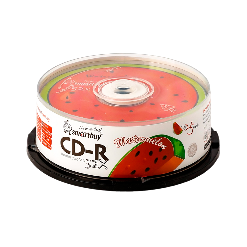 Диск CD-R Smartbuy Fresh-Watermelon 52x 80min 10шт. cake box (50/250)