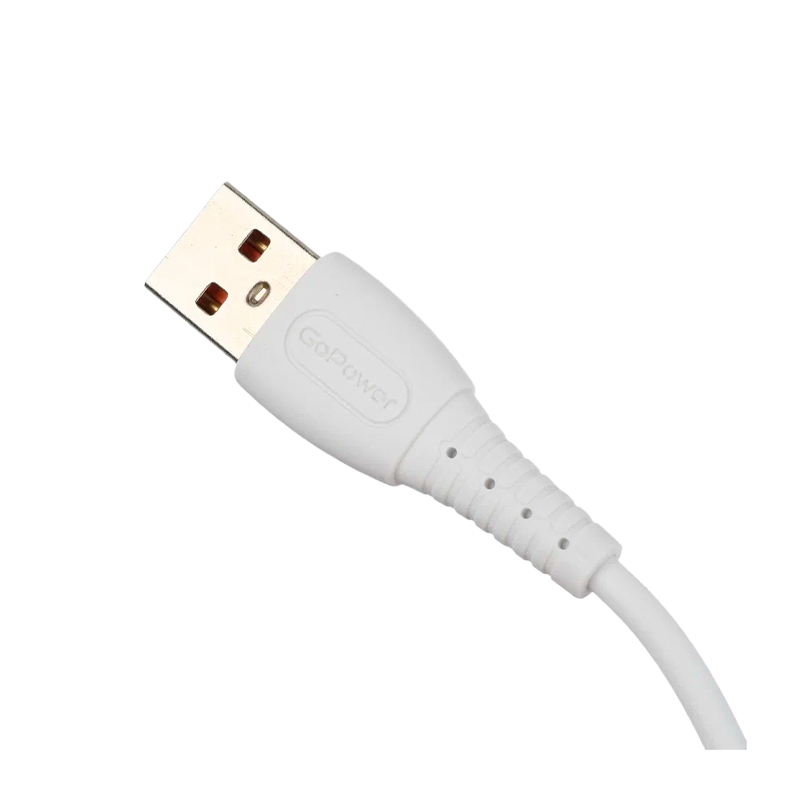 *Кабель GoPower GP07L USB (m)-Lightning (m) 2.4A силикон белый (1/200/800) 
