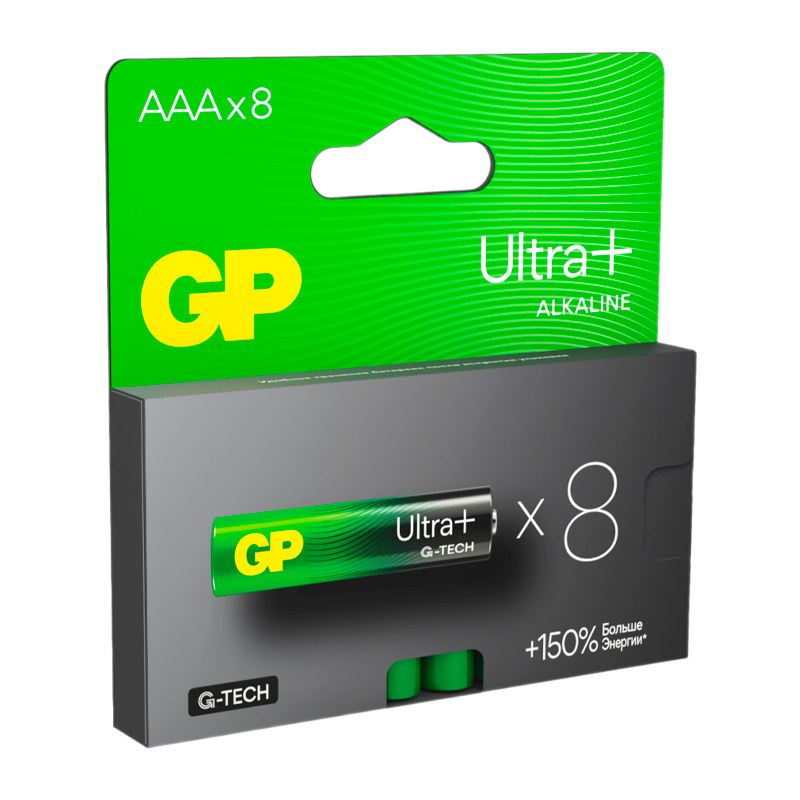 Батарейка GP ULTRA PLUS G-tech LR03 AAA BL8 Alkaline 1.5V (8/96/768)
