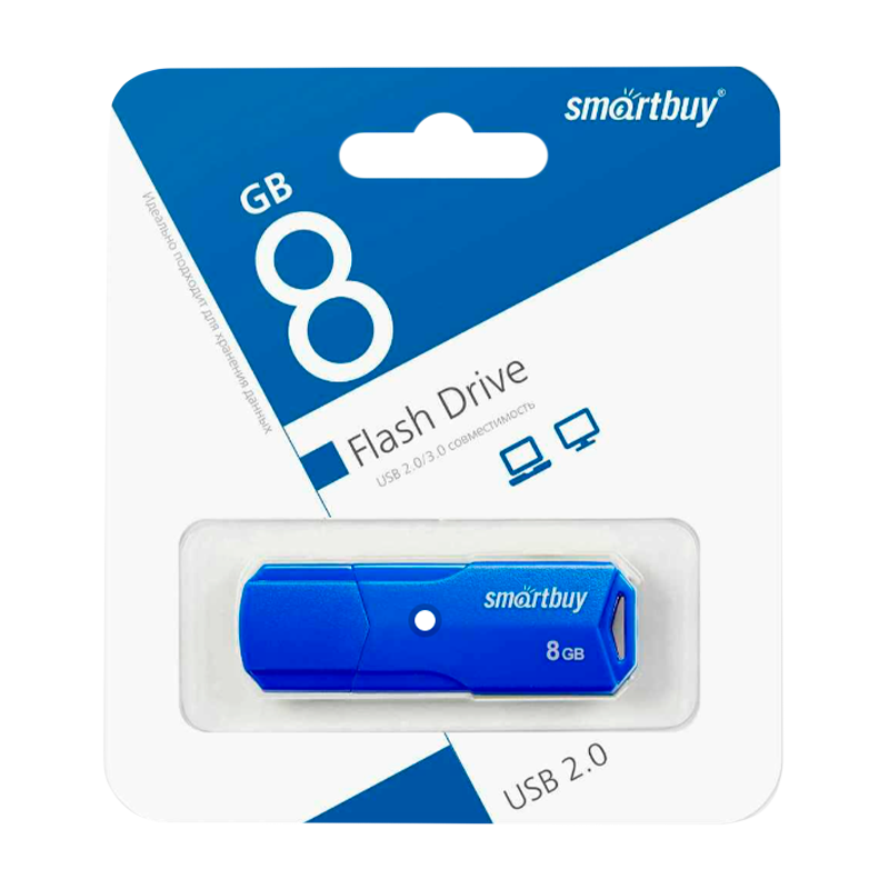 Флеш-накопитель Smartbuy Clue 8GB USB2.0 пластик синий