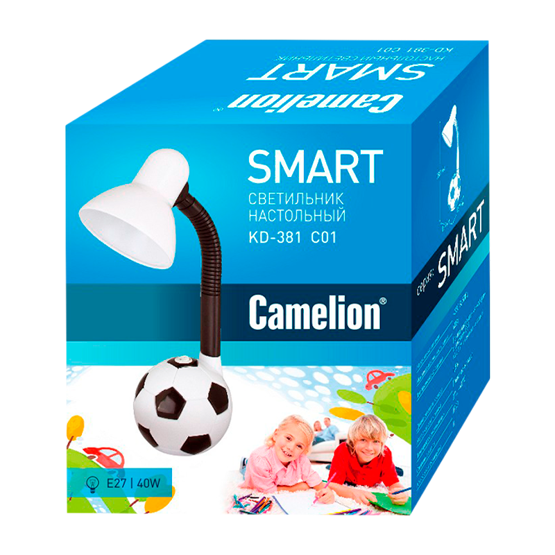 Светильник настольный Camelion KD-381 40W 230V E27 на основании белый