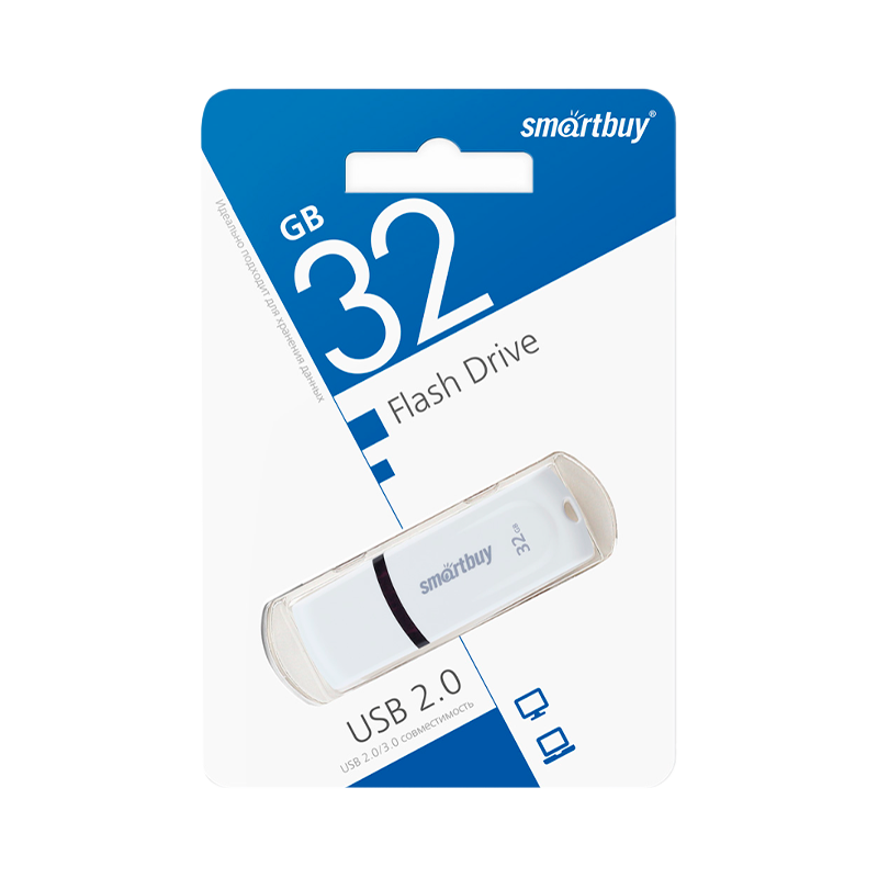 Флеш-накопитель Smartbuy Paean 32GB USB2.0 пластик белый