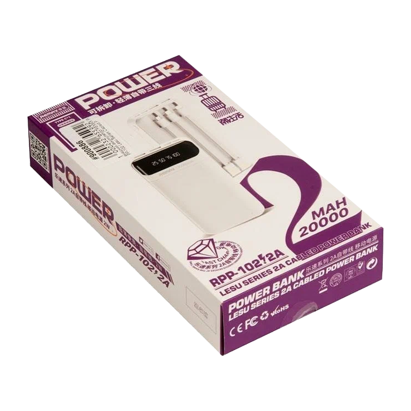 Внешний аккумулятор Remax RPP-102 20000mAh 2.0A 2USB/Type-C белый (1/26)