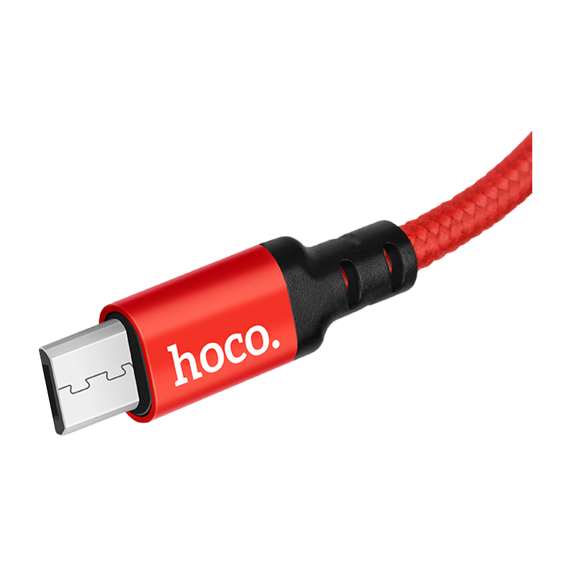 Кабель HOCO X14 USB (m)-microUSB (m) 2.0м 1.7A нейлон красный черный (1/33/330)