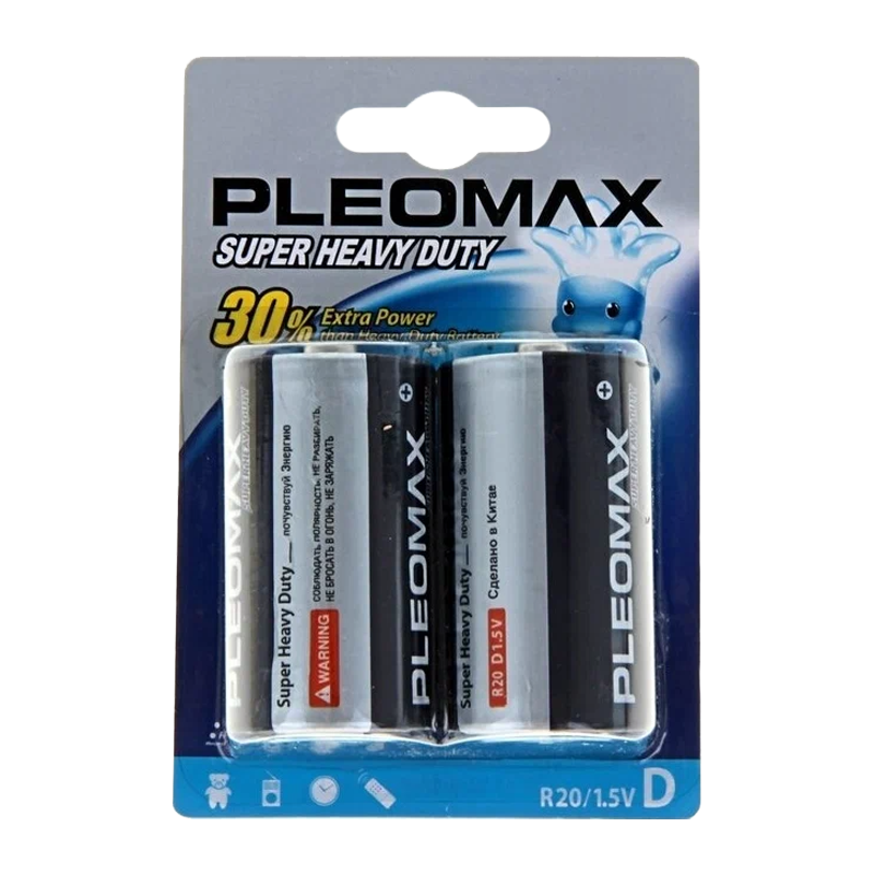 Батарейка Pleomax Super R20 D BL2 Heavy Duty 1.5V (2/12)