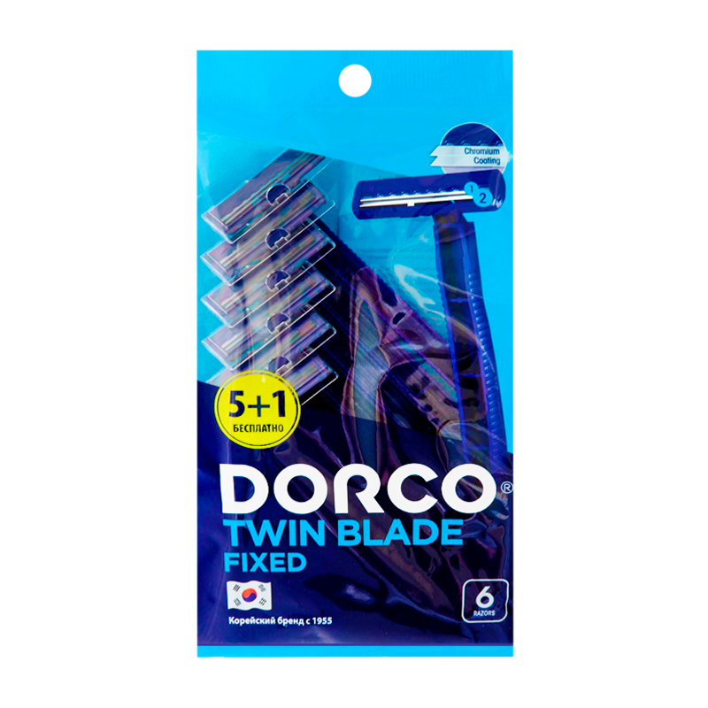 Бритва DORCO TD-708N-5P 2 лезвия 5+1шт. (1/24)