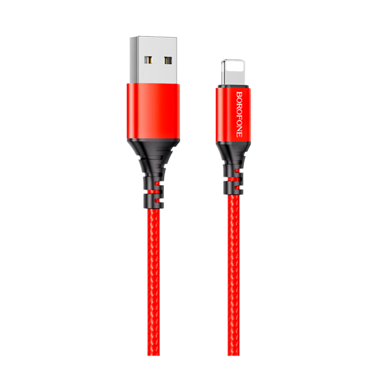 Кабель Borofone BX54 USB (m)-Lightning (m) 1.0м 2.4A нейлон красный (1/360)