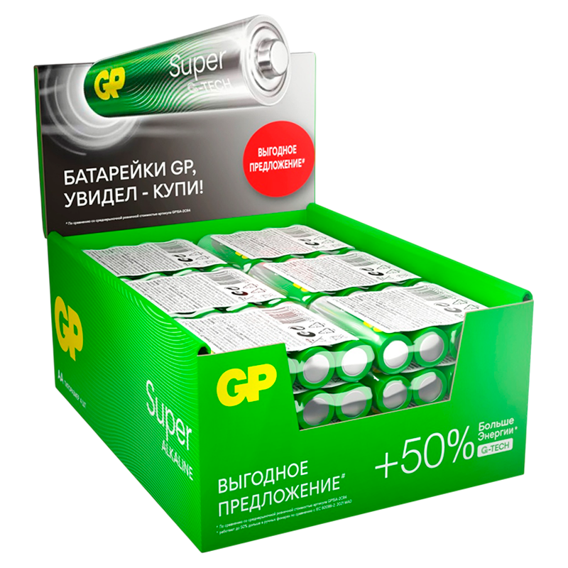 Батарейка GP Super G-Tech LR6 AA Shrink 4 Alkaline 1.5V (4/96/384)