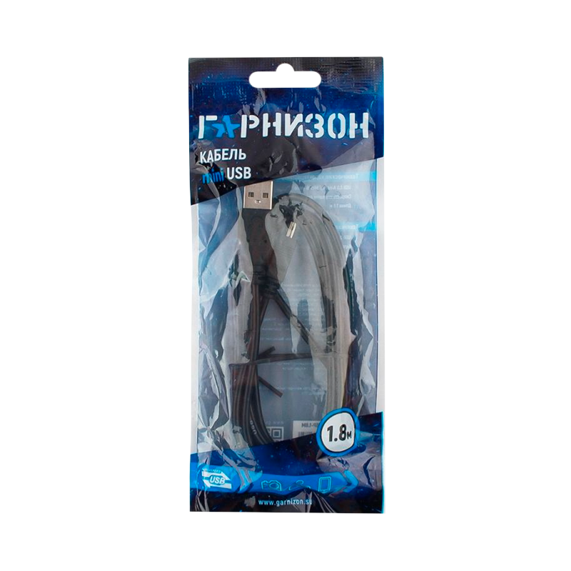 Кабель Гарнизон USB (m)-miniUSB (m) 1,8м силикон черный
