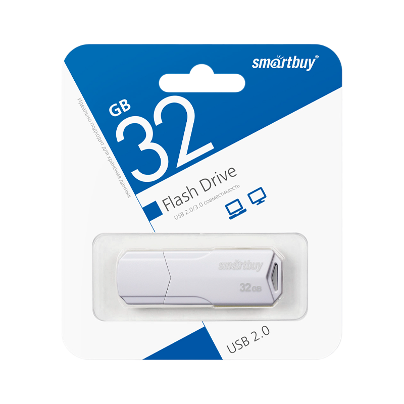 Флеш-накопитель Smartbuy Clue 32GB USB2.0 пластик белый