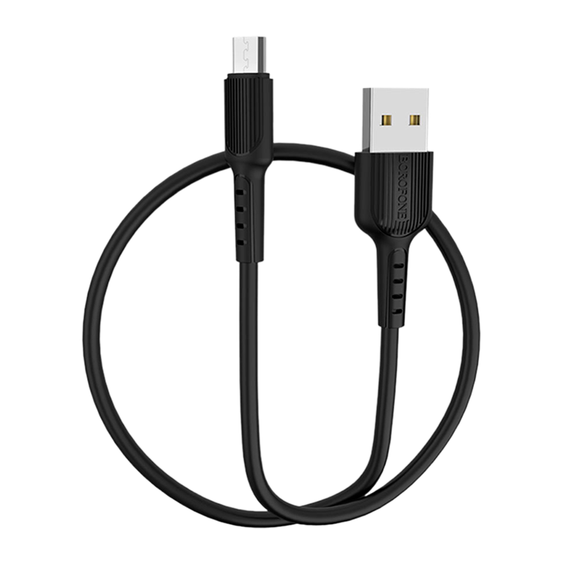 Кабель Borofone BX16 USB (m)-microUSB (m) 1.0м 2.4A ПВХ черный (1/648)