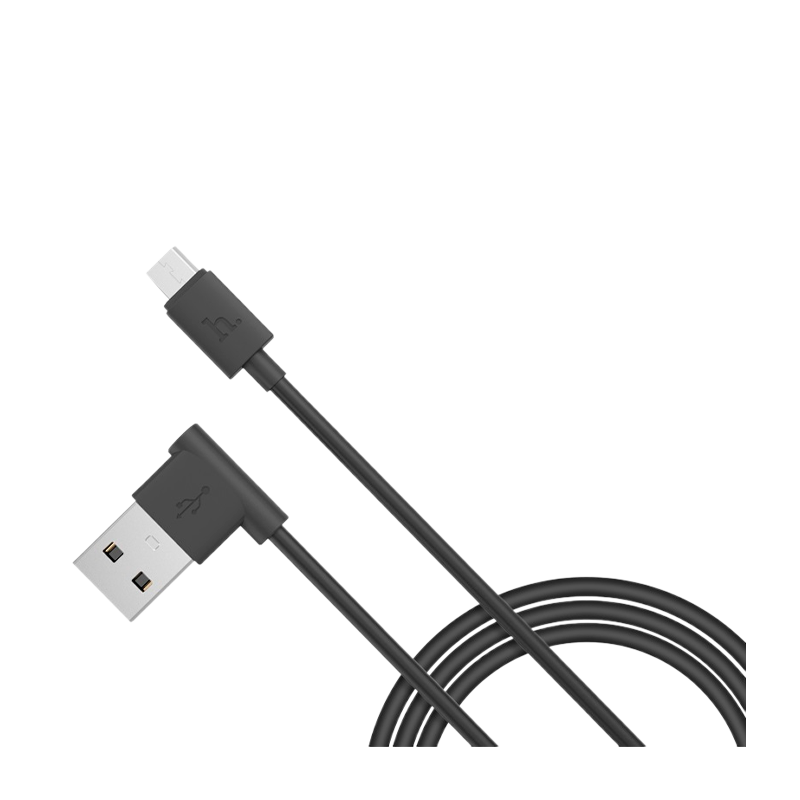 Кабель HOCO UPM10 USB (m)-microUSB (m) 1.2м 2.4A силикон угловой черный (1/50/500)