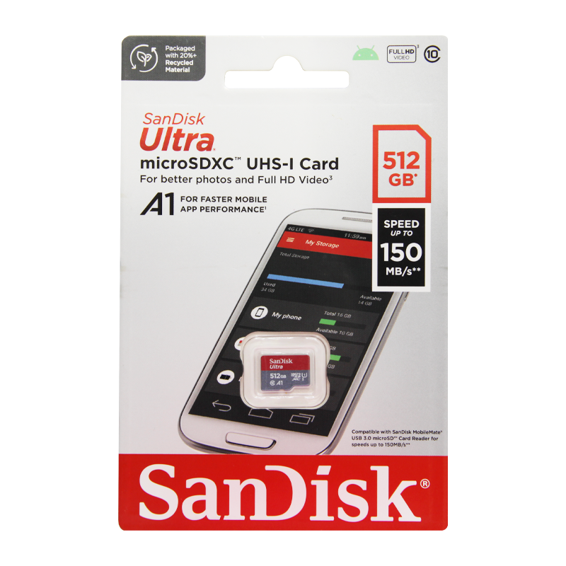 Карта памяти microSD SanDisk ULTRA 512GB Class10 A1 UHS-I (U1) 120 МБ/сек CN (Китай) без адаптера (1