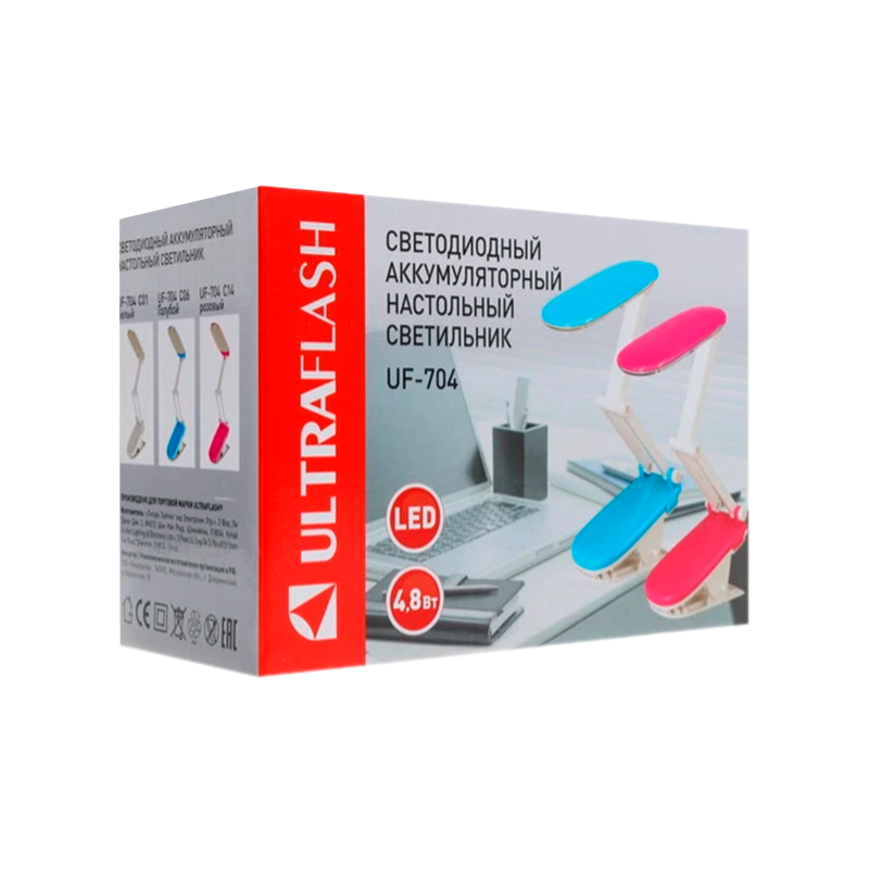 Светильник настольный Ultraflash UF-704 4.8W 230V 24LED прищепка белый
