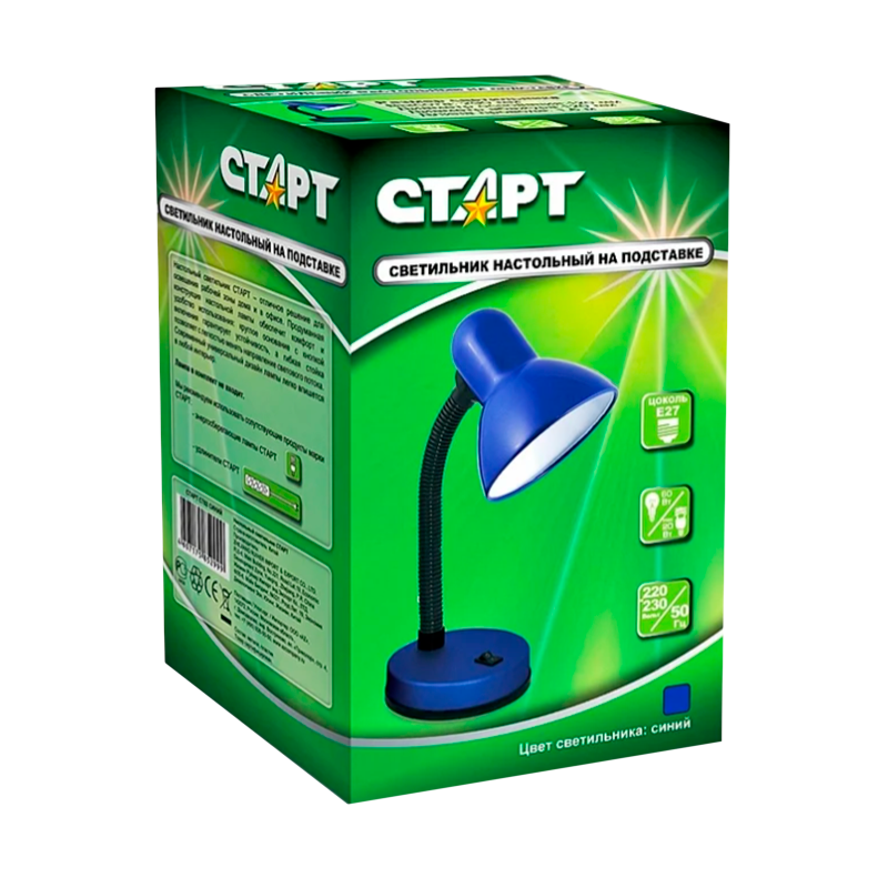 Светильник настольный Старт CT02 40W 220V E27 на основании синий (1/30)