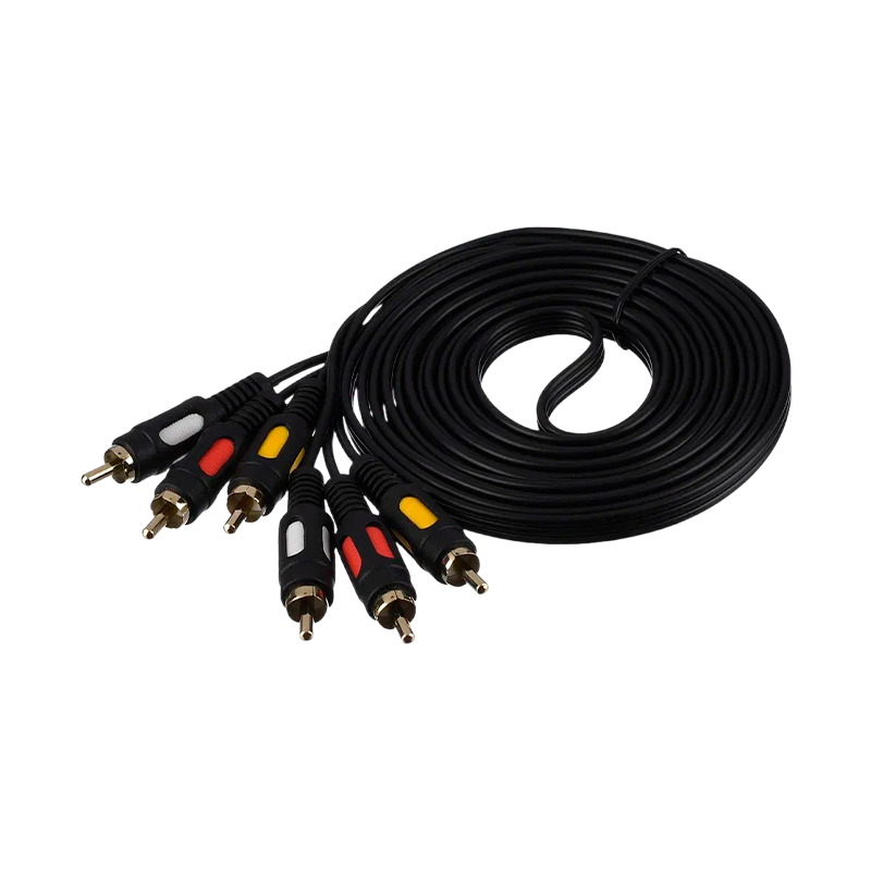 Кабель GoPower 3xRCA (m)-3xRCA (m) 3.0м ПВХ черный Premium Zip-Lock c подвесом (1/100)