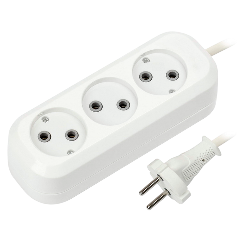 Удлинитель Smartbuy 3р.Б/З 10A 2.0м ПВС 2x1мм² белый (1/50)