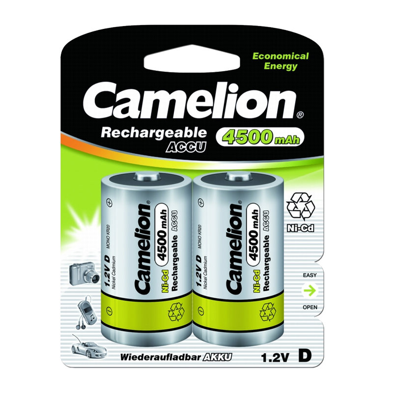 Аккумулятор бытовой Camelion R20 D BL2 NI-CD 4500mAh (2/12/120)
