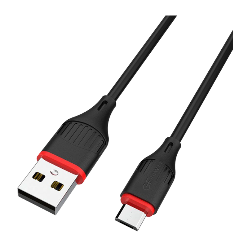 Кабель GFPower 17M USB (m)-microUSB (m) 1.0м 2.4A ПВХ черный (1/648)