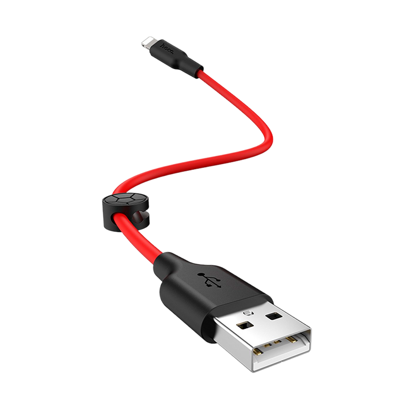 Кабель HOCO X21 Plus USB (m)-Lightning (m) 0.25м 2.4A силикон черный красный (1/30/300)