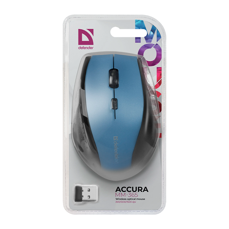 Мышь беспроводная Defender MM-365 Accura классическая USB синий (1/40)