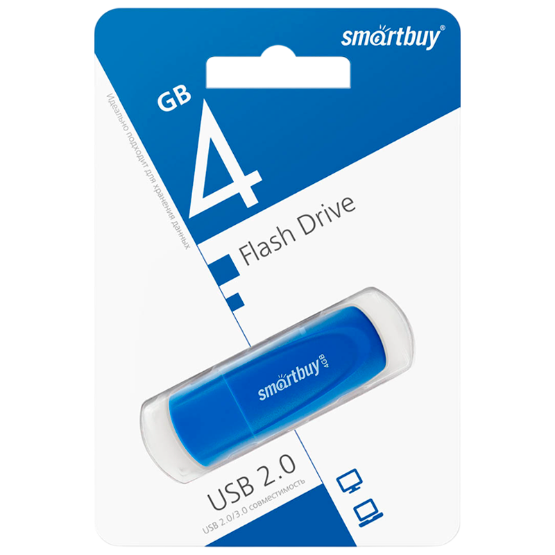 Флеш-накопитель Smartbuy Scout 4GB USB2.0 пластик голубой